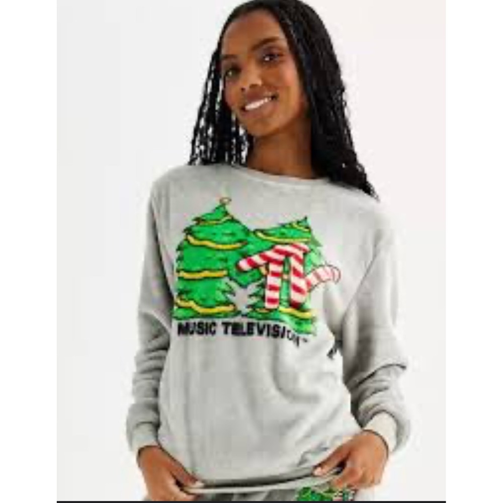 MTV Music Television Christmas Tree Logo Pullover ‎ Sweatshirt XXL I want my MTV